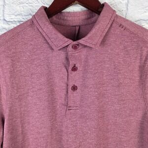 Lululemon Mens Evolution Short Sleeve Polo Shirt Heathered Pink Red Size Small
